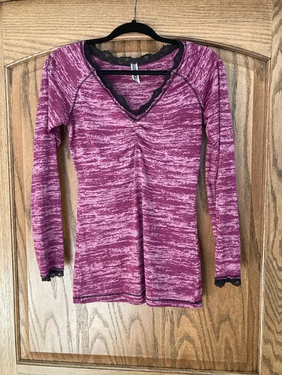 Purple Long-Sleeved BKE Top, Semi-Sheer for Layering - Picture 5 of 6